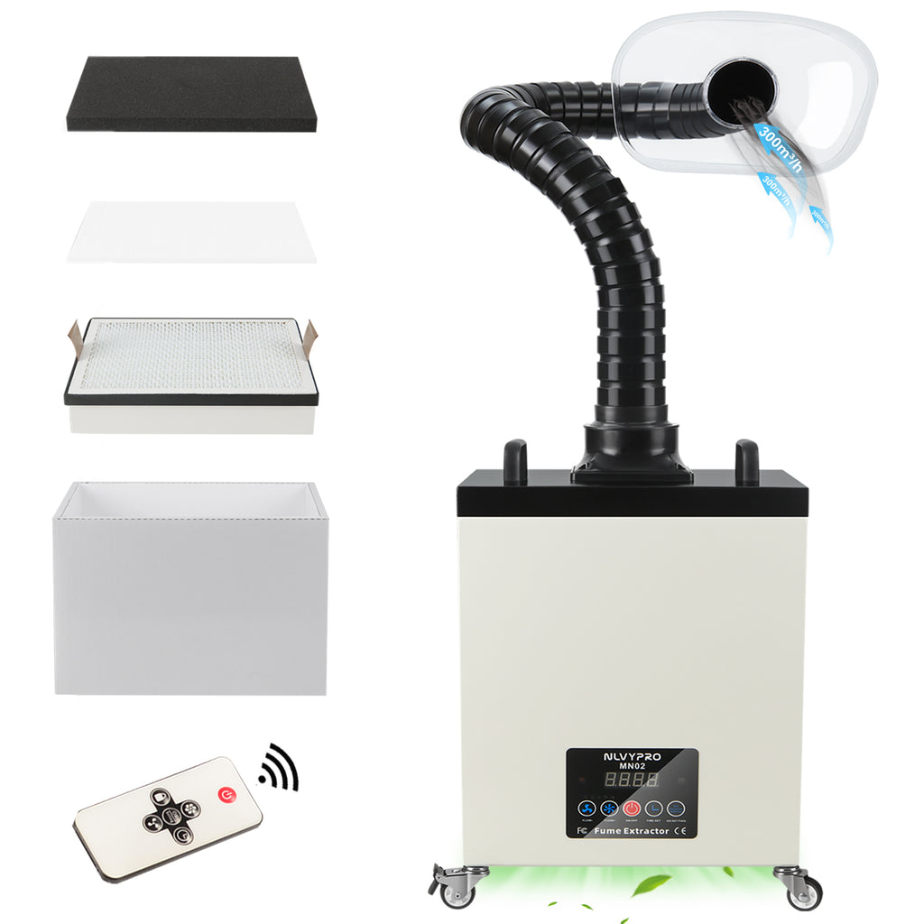 MN02 Industrial Fume Extractor 177 CFM Laser & Solder Fume Extractor 4-Layer Filtration System for Laser Engraving, Soldering and Electronics Repair