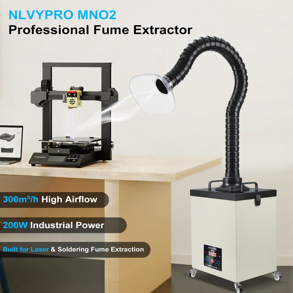 MN02 Industrial Fume Extractor 177 CFM Laser & Solder Fume Extractor 4-Layer Filtration System for Laser Engraving, Soldering and Electronics Repair